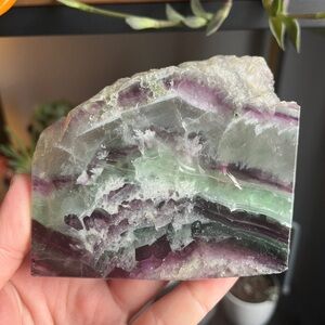 Rainbow Snowflake Fluorite Crystal Polished Slab